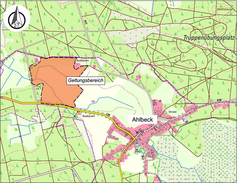 zeigt Übersichtsplan mit Markierung des Planungsgebietes