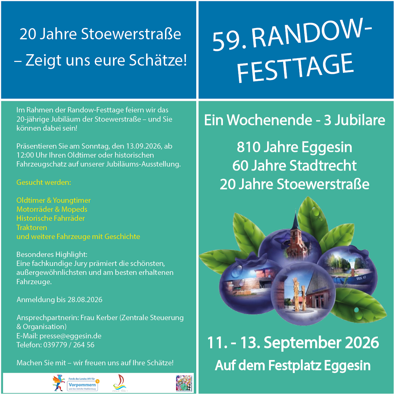 zeigt Vor- und Rückansicht des Flyers zu den Randowfesttagen